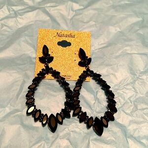 NWT Stunning Black Crystal Marquise Earrings!